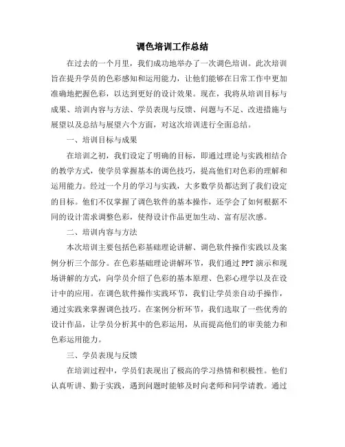 调色培训工作总结