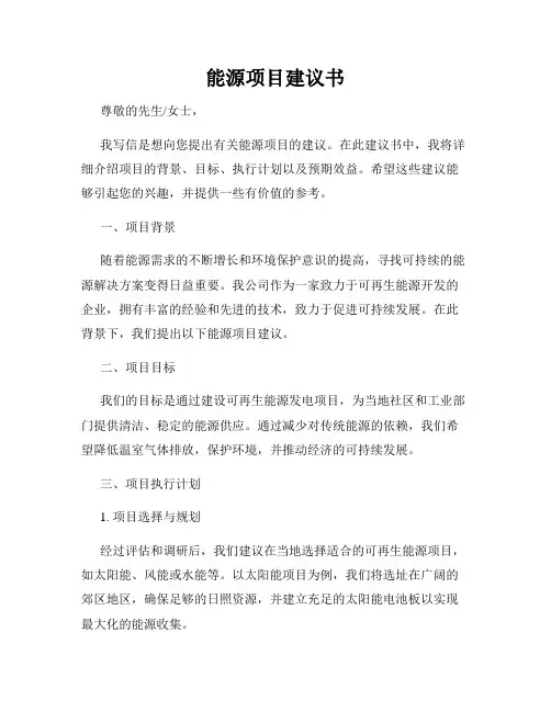 能源项目建议书