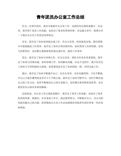 青年团员办公室工作总结