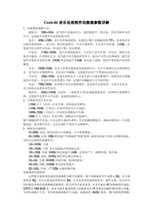 Cooledit音乐处理软件均衡器参数详解