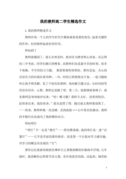 我的教师高二学生精选作文