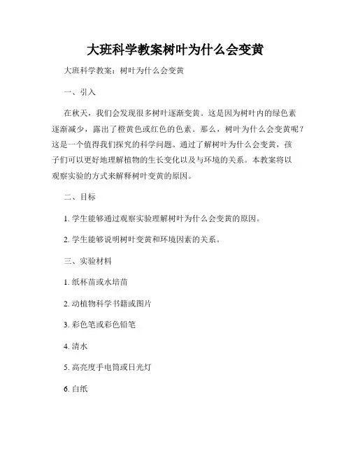 大班科学教案树叶为什么会变黄
