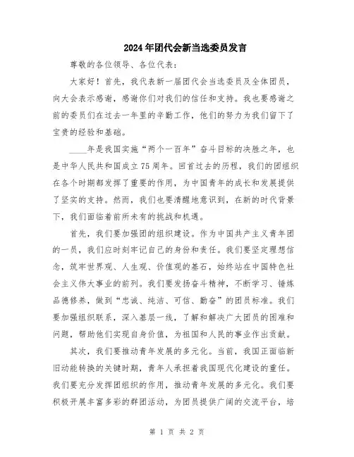 2024年团代会新当选委员发言