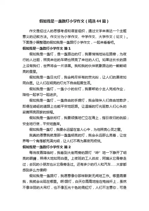 假如我是一盏路灯小学作文（精选44篇）