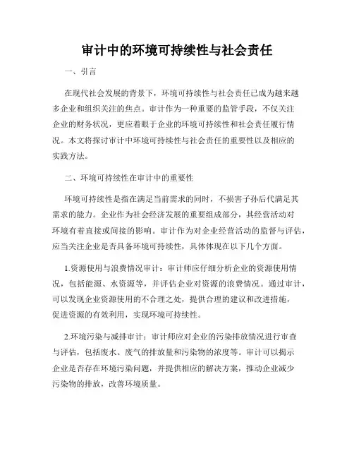 审计中的环境可持续性与社会责任