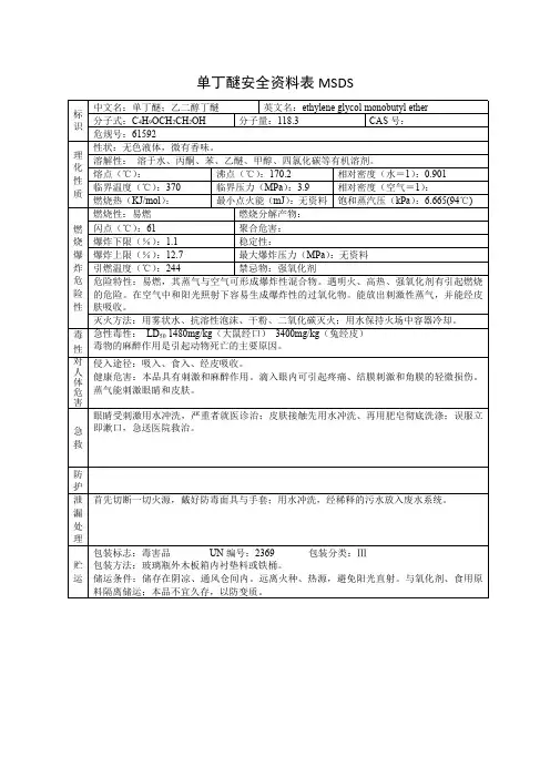 单丁醚安全资料表MSDS