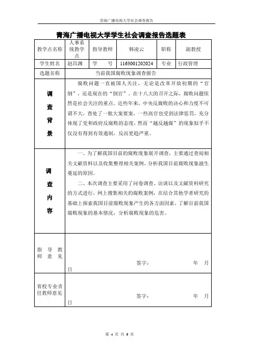 当前我国腐败现象调查报告
