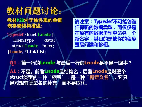 数据结构(严蔚敏)课件 第2章 线性表C(链表的操作)