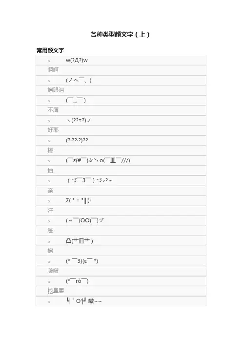 各种类型颜文字（上）