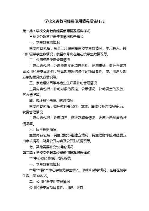 学校义务教育经费使用情况报告样式