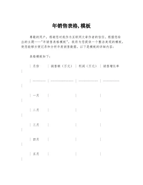 年销售表格,模板