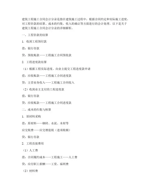 建筑工程施工合同会计分录