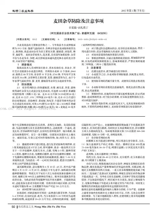 麦田杂草防除及注意事项