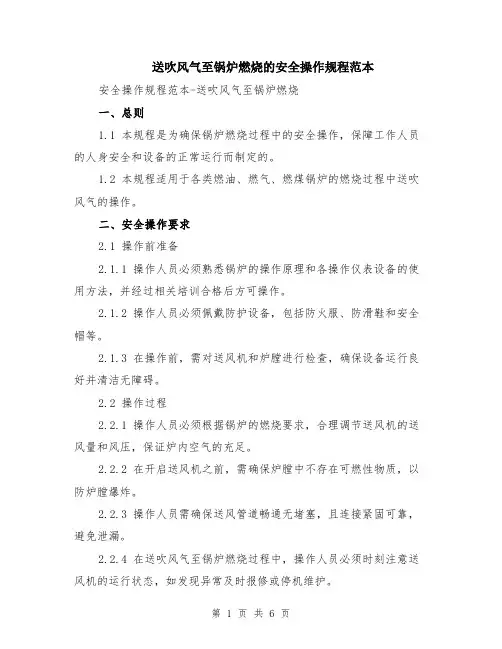 送吹风气至锅炉燃烧的安全操作规程范本（2篇）