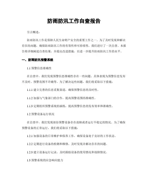 防雨防汛工作自查报告