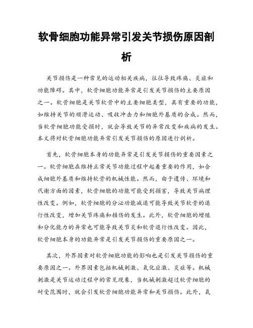 软骨细胞功能异常引发关节损伤原因剖析