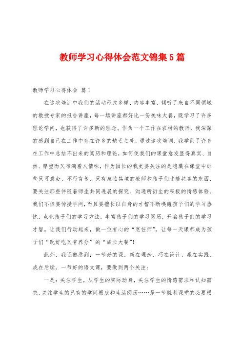 教师学习心得体会范文5篇