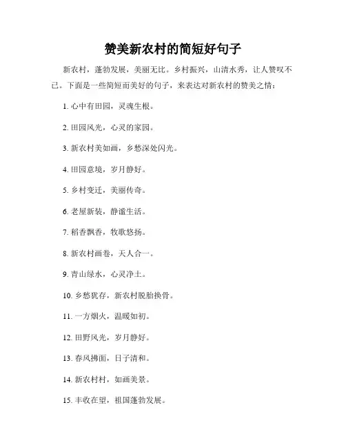 赞美新农村的简短好句子