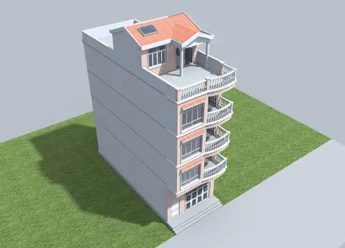 6.4x15.2 五层门面楼房街边房屋住宅设计图平面图户型图方案图纸效果图建筑结构水电全套图纸