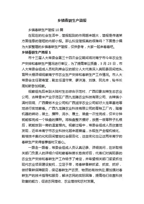 乡镇春耕生产简报