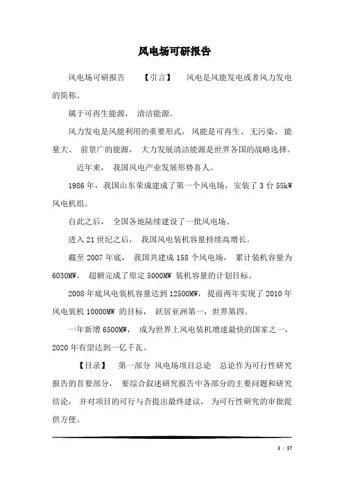 风电场可研报告