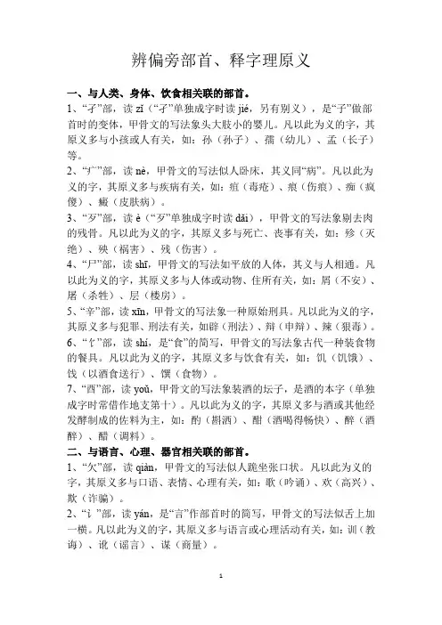 辨偏旁部首、释字理原义