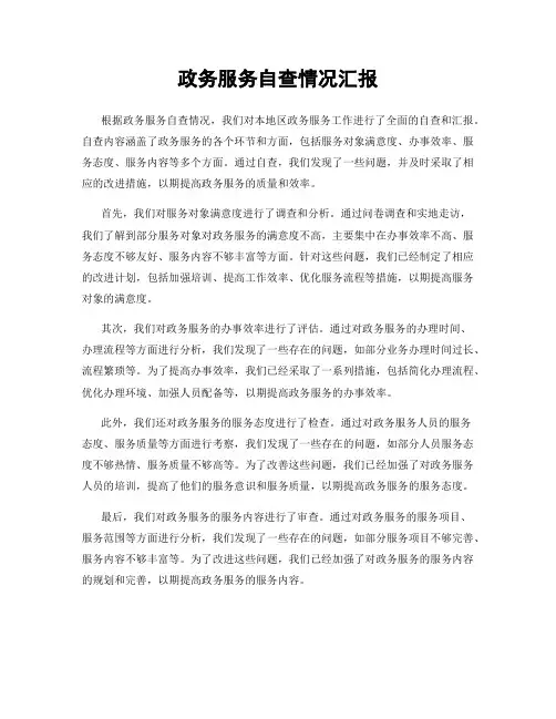 政务服务自查情况汇报
