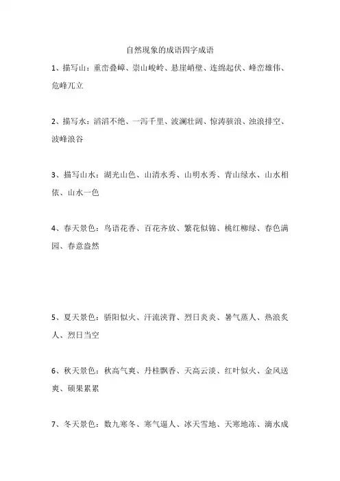 自然现象的成语四字成语