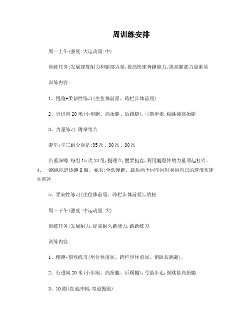 高考体育特长生训练计划第一组