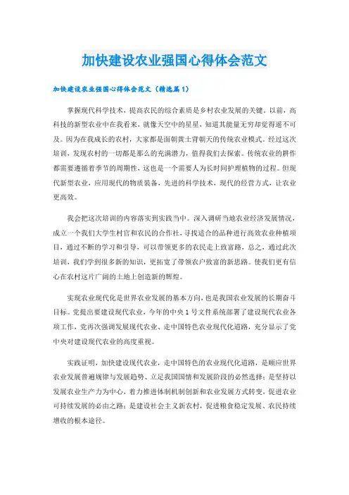 加快建设农业强国心得体会范文