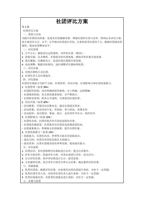 社团评比方案