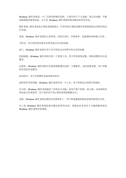 windows操作系统的基本概念和常用术语