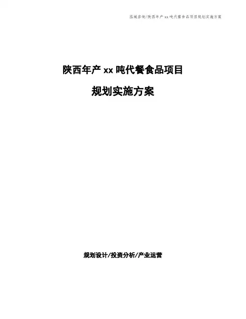 陕西年产xx吨代餐食品项目规划实施方案