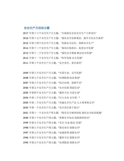 安全生产月活动主题