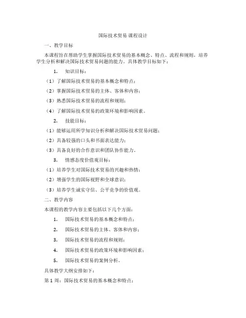 国际技术贸易课程设计
