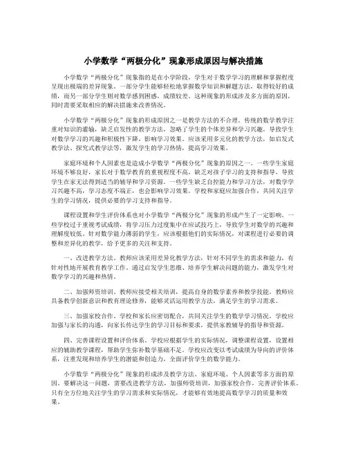 小学数学“两极分化”现象形成原因与解决措施