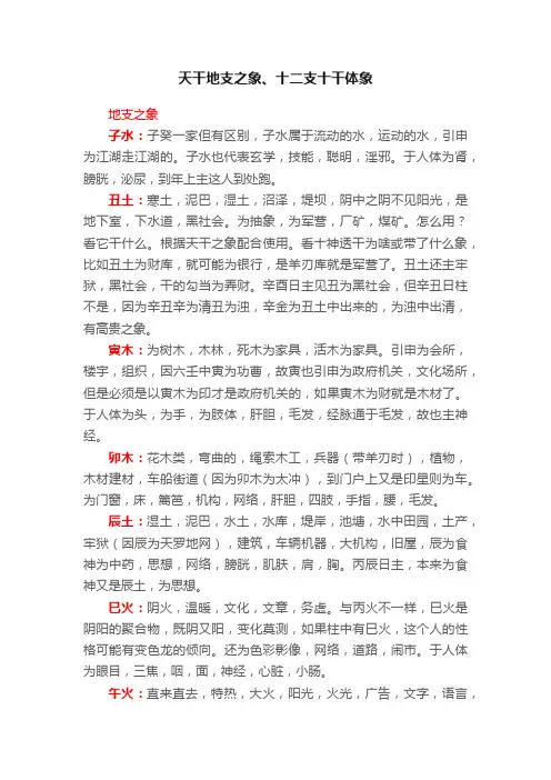 天干地支之象、十二支十干体象
