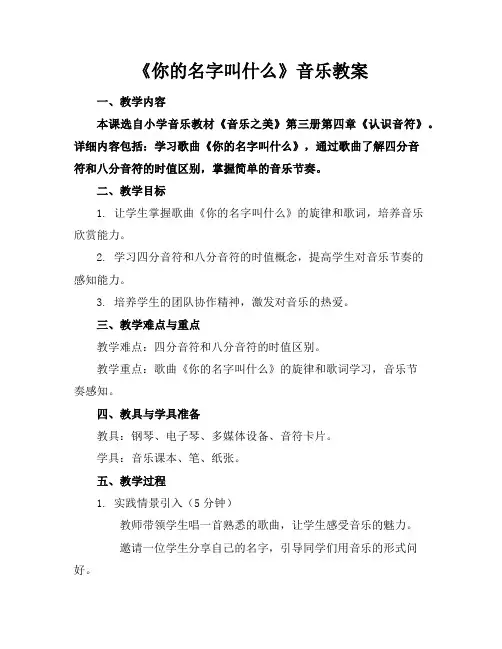 《你的名字叫什么》音乐教案