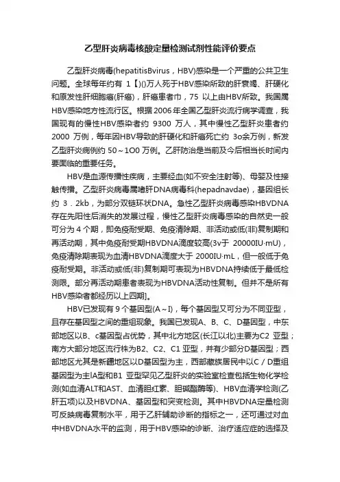 乙型肝炎病毒核酸定量检测试剂性能评价要点