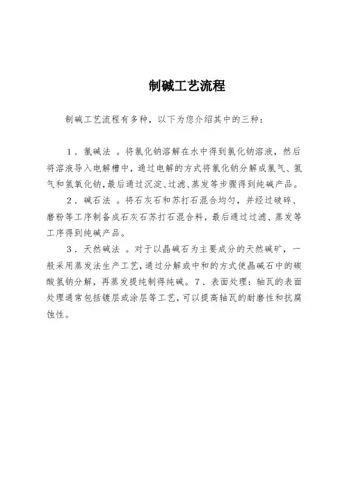 制碱工艺流程