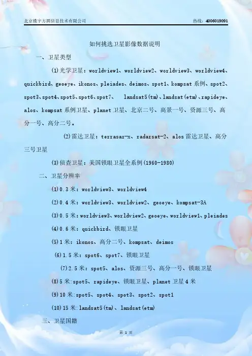如何挑选卫星影像数据说明