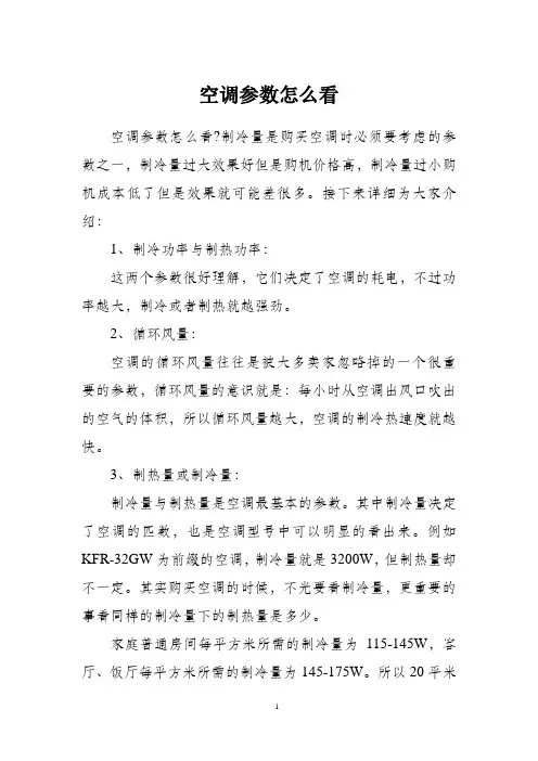 空调参数怎么看