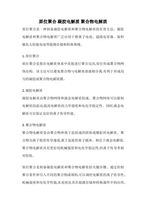 原位聚合 凝胶电解质 聚合物电解质