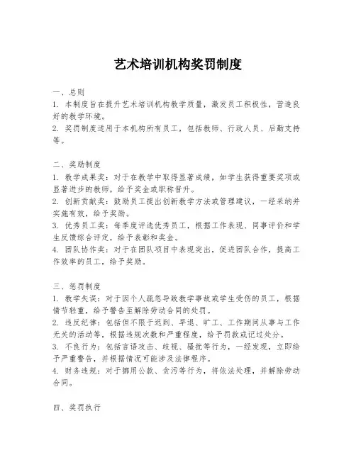 艺术培训机构奖罚制度