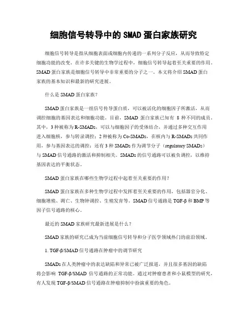细胞信号转导中的SMAD蛋白家族研究