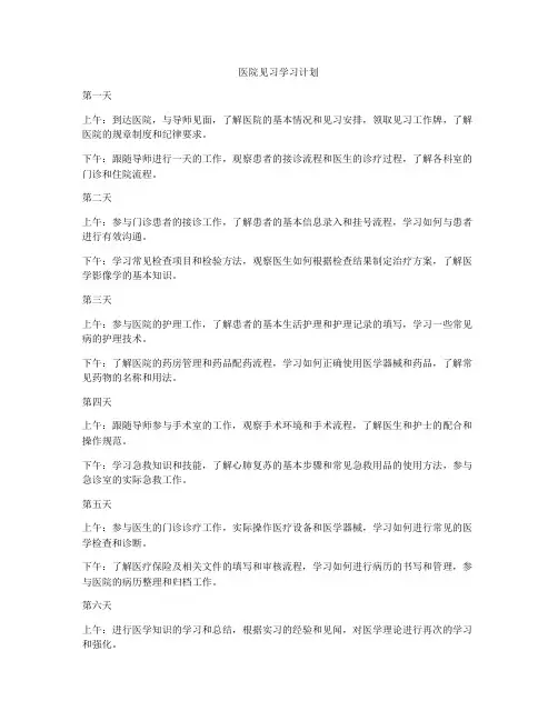 医院见习学习计划