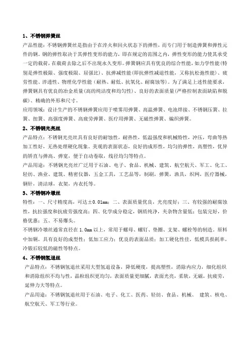 不锈钢丝分类特点与应用