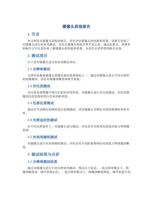 摄像头质检报告
