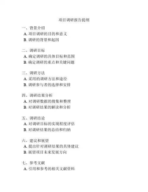 项目调研报告提纲
