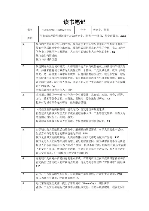 读书笔记——生态城市理论与规划设计方法